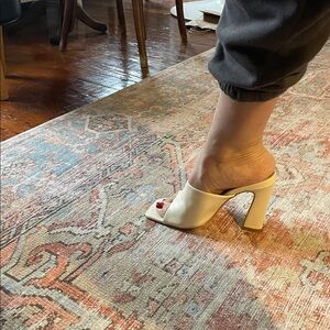 Elegant White Heeled Mules by Olivia